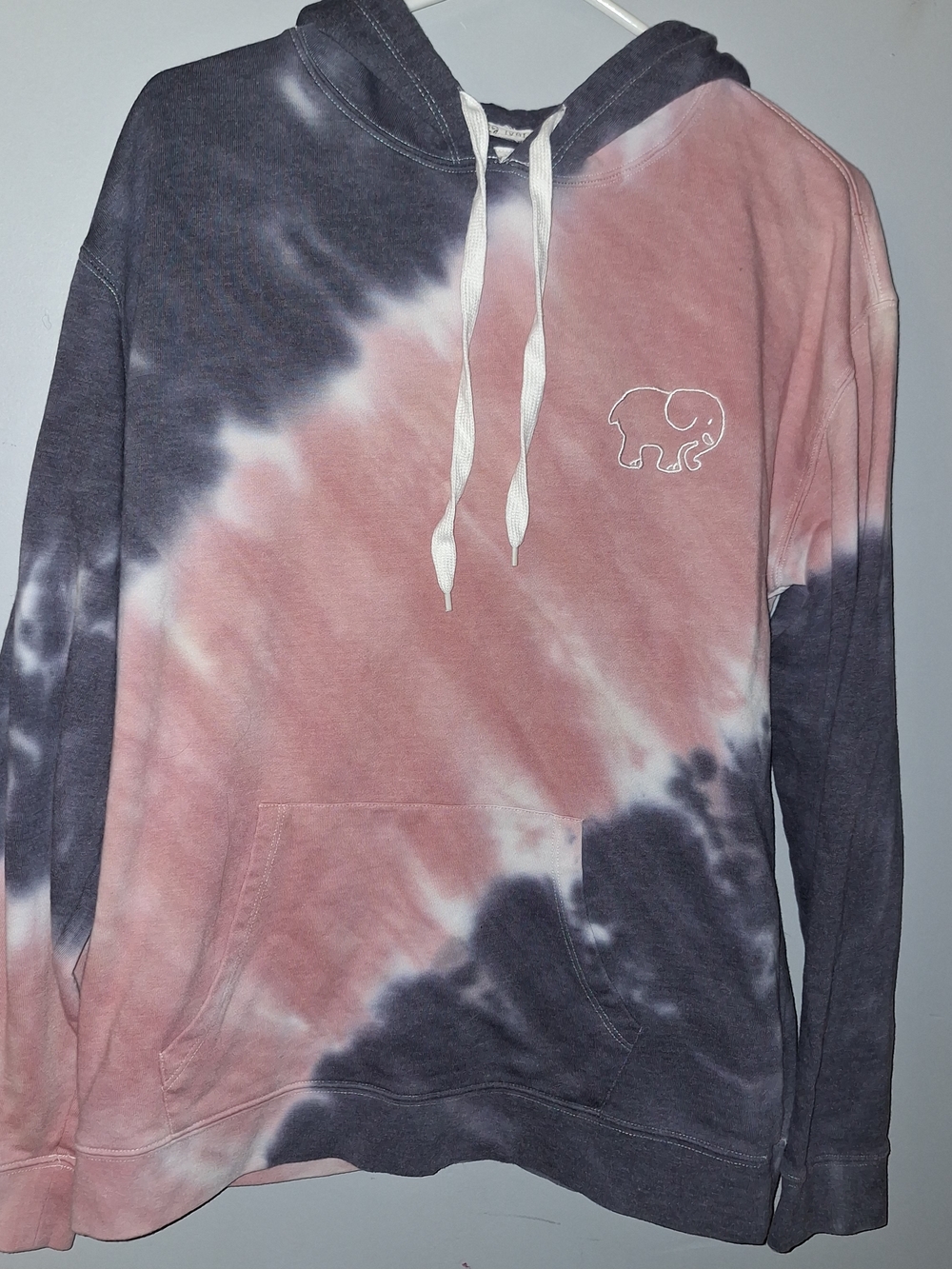 Ivory Ella Hooded Sweatshirt Tie Dye Pink Gray Elephant Beach Medium Womens
